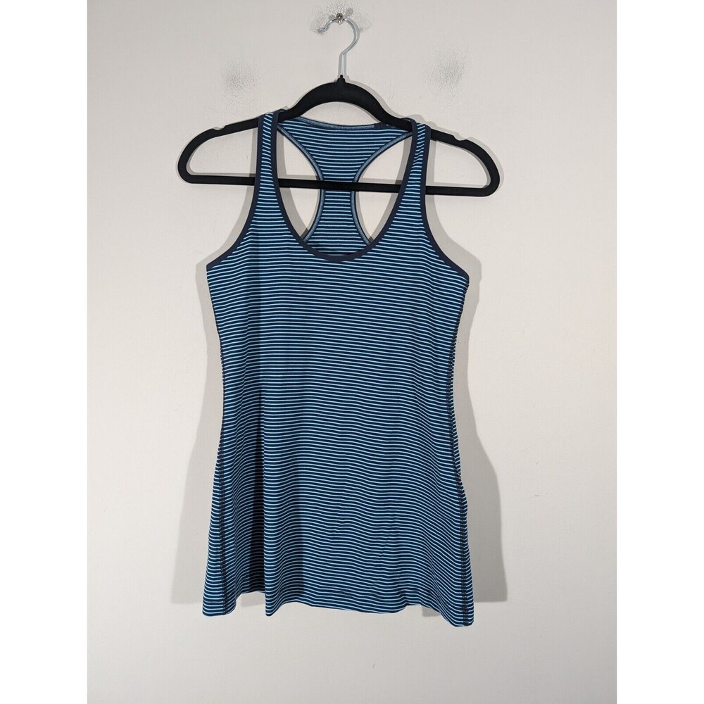 Lululemon Top Women Medium Blue Striped Cool Racerback‎ Activewear Tank